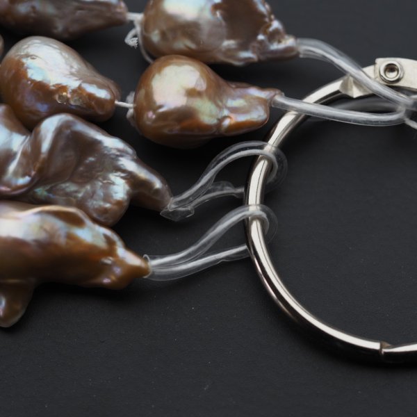 Perły Naturalne Hodowane fioletowe barok 10 mm nr 403 (sznur)