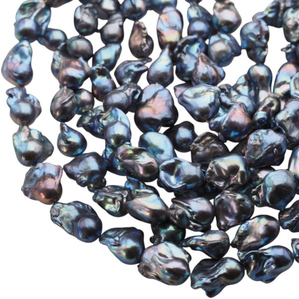 Perły Naturalne Hodowane fioletowo-granatowe barok 12-13 mm nr 407 (sznur)