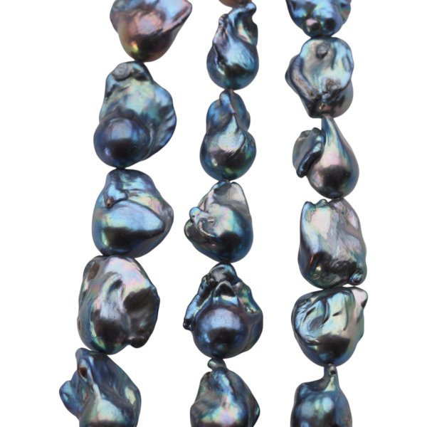 Perły Naturalne Hodowane fioletowo-granatowe barok 12-13 mm nr 407 (sznur)