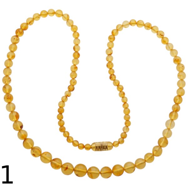 Bursztyn cytrynowy kulki polerowane 4-9 mm - naszyjnik 52 cm