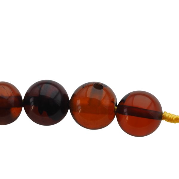 Bursztyn koniakowy polerowany kulka 7-7,5 mm (sznur 39 cm)