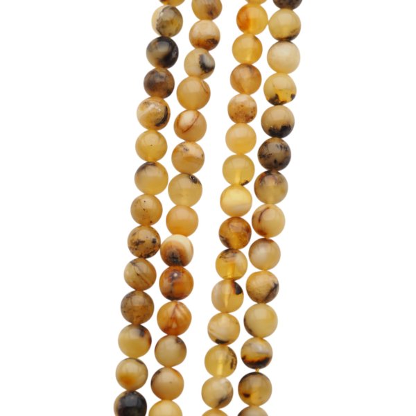 Bursztyn mleczny polerowany kulka 6 mm (sznur 39 cm)