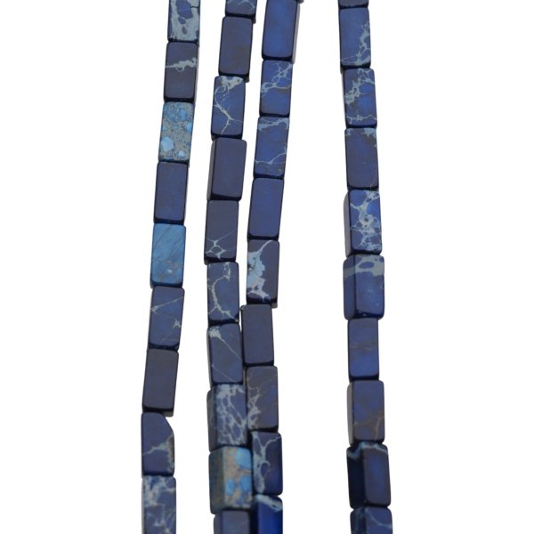 Jaspis cesarski ciemny niebieski prostopadłościany 4x8 mm (sznur 37,5 cm)