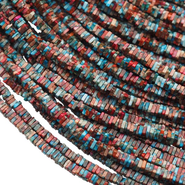 Jaspis cesarski kolorowy kwadrat 4x2 mm (sznur 18,5 cm)