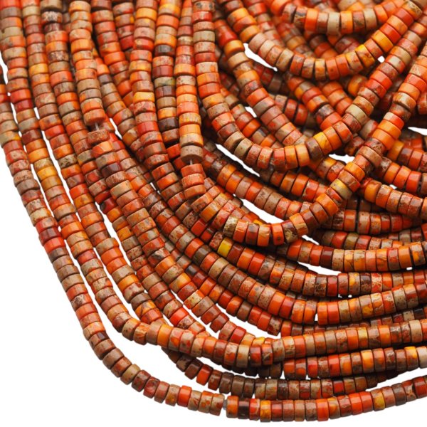 Jaspis cesarski pomarańczowy walce 4x2 mm (sznur)