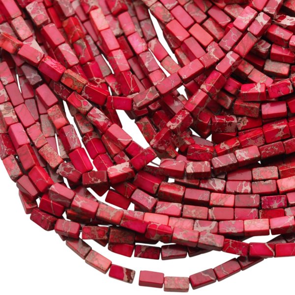 Jaspis cesarski różowy prostopadłościany 4x8 mm (sznur 37,5 cm)