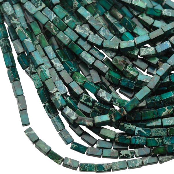 Jaspis cesarski zielony prostopadłościany 4x8 mm (sznur 37,5 cm)