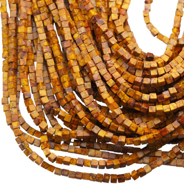 Jaspis cesarski żółty kostka 3 mm (sznur 37,5 cm)