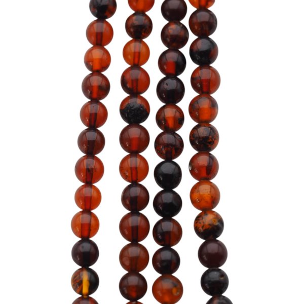 Bursztyn koniakowy polerowany kulka 6,5 mm (sznur 39 cm)