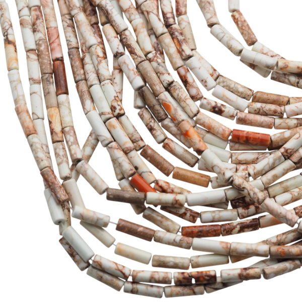 Jaspis cesarski biały walce 4x13 mm (sznur 37,5 cm)
