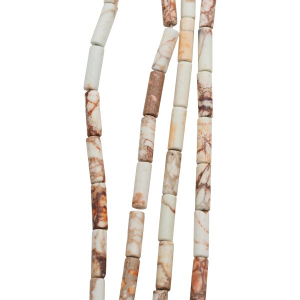 Jaspis cesarski biały walce 4x13 mm (sznur 37,5 cm)