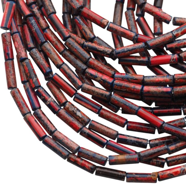 Jaspis cesarski czerwony walce 4x13 mm (sznur 37,5 cm)