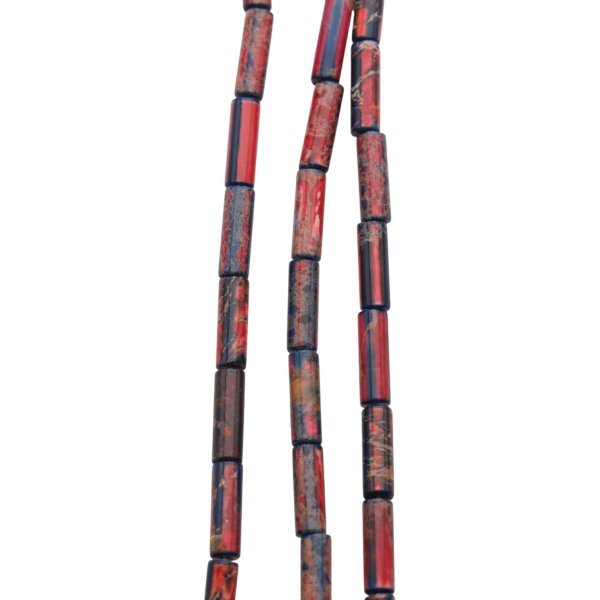 Jaspis cesarski czerwony walce 4x13 mm (sznur 37,5 cm)