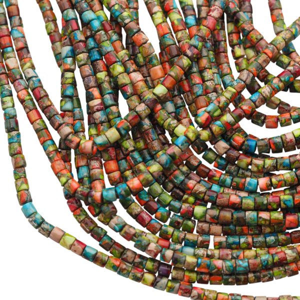 Jaspis cesarski kolorowy walce 4x4 mm (sznur 38 cm)