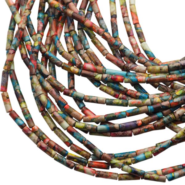 Jaspis cesarski kolorowy walce 4x13 mm (sznur 37,5 cm)