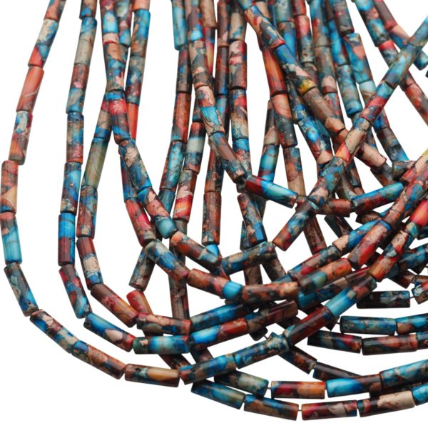 Jaspis cesarski kolorowy walce 4x13 mm (sznur 37,5 cm)