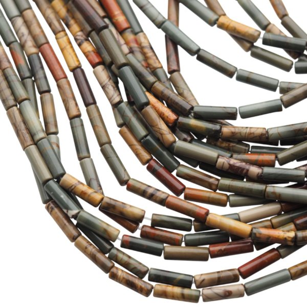 Jaspis cesarski kolorowy walce 4x13 mm (sznur 37,5 cm)