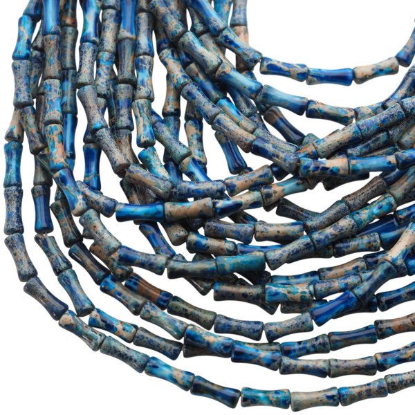 Jaspis cesarski niebieski klepsydry 5x12 mm (sznur 37,5 cm)