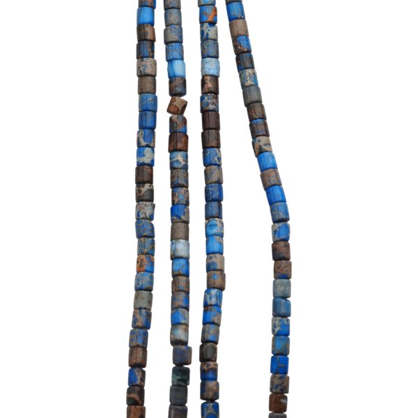 Jaspis cesarski niebieski walce 4x4 mm (sznur 38 cm)