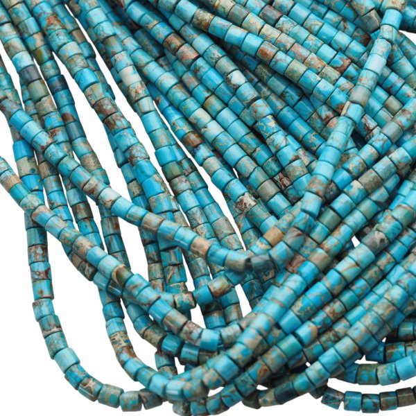 Jaspis cesarski niebieski walce 4x4 mm (sznur 38 cm)