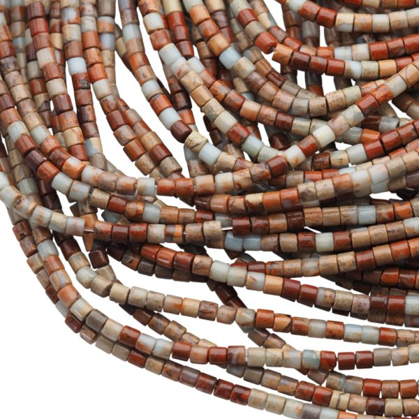 Jaspis cesarski niebieski walce 4x4 mm (sznur 38 cm)