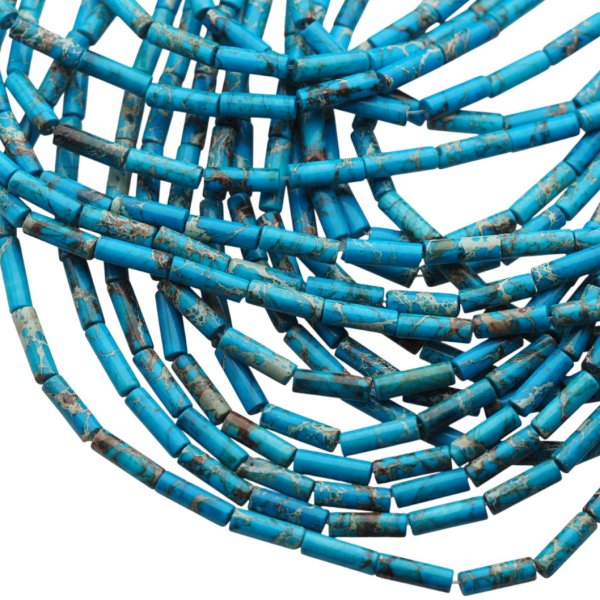 Jaspis cesarski niebieski walce 4x13 mm (sznur 37,5 cm)