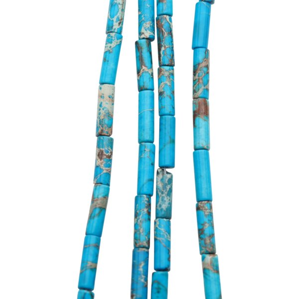 Jaspis cesarski niebieski walce 4x13 mm (sznur 37,5 cm)