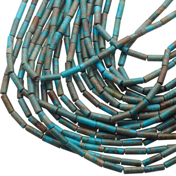 Jaspis cesarski niebieski walce 4x13 mm (sznur 37,5 cm)