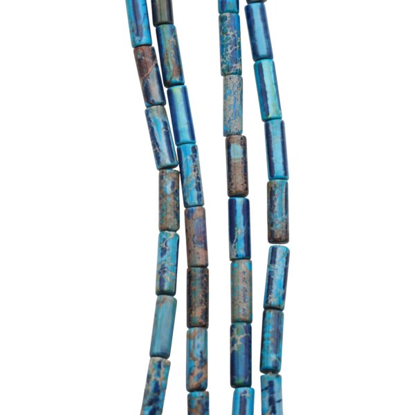 Jaspis cesarski niebieski walce 4x13 mm (sznur 37,5 cm)