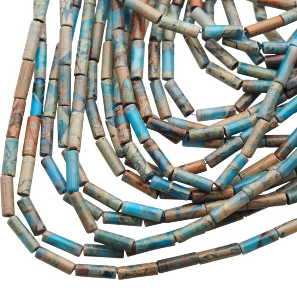 Jaspis cesarski niebieski walce 4x13 mm (sznur 37,5 cm)