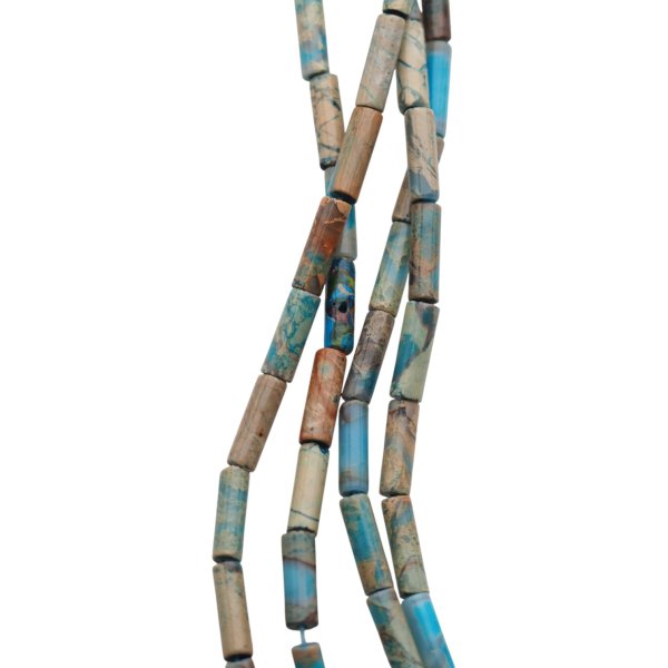 Jaspis cesarski niebieski walce 4x13 mm (sznur 37,5 cm)