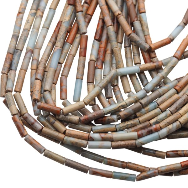 Jaspis cesarski niebieski walce 4x13 mm (sznur 37,5 cm)