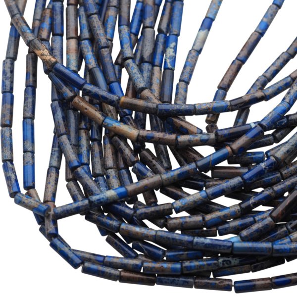 Jaspis cesarski niebieski walce 4x13 mm (sznur 37,5 cm)