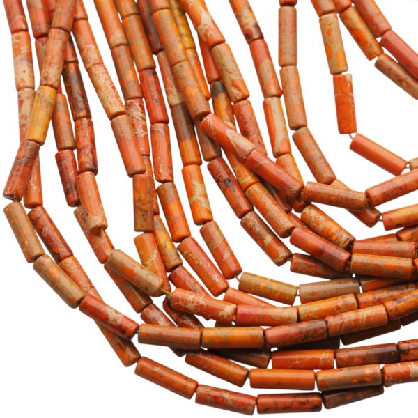 Jaspis cesarski pomarańczowy walce 4x13 mm (sznur 37,5 cm)