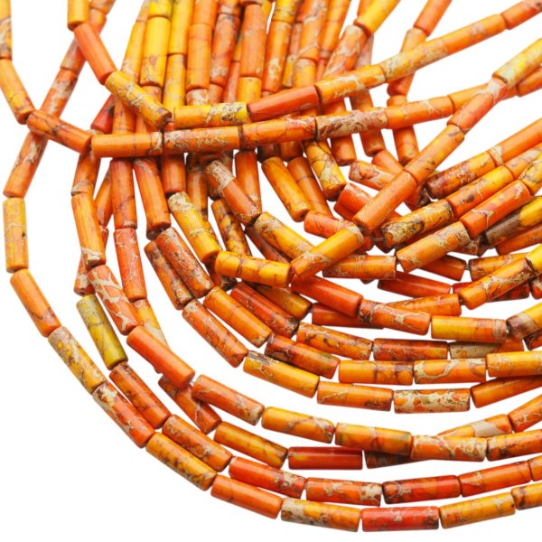 Jaspis cesarski pomarańczowy walce 4x13 mm (sznur 37,5 cm)