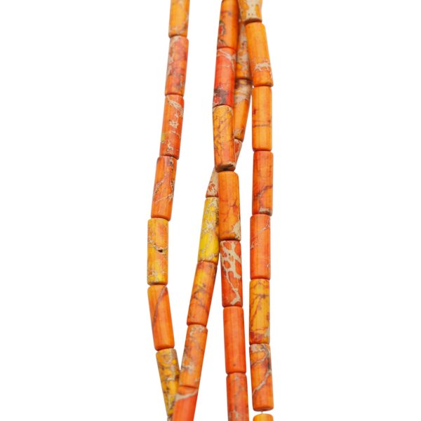 Jaspis cesarski pomarańczowy walce 4x13 mm (sznur 37,5 cm)