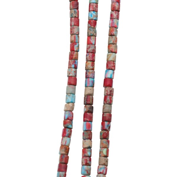 Jaspis cesarski różowo-niebieski walce 4x4 mm (sznur 38 cm)