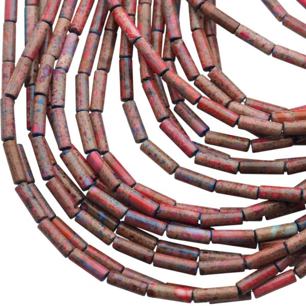 Jaspis cesarski różowy walce 4x13 mm (sznur 37,5 cm)