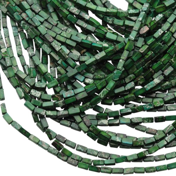 Jaspis cesarski zielony prostopadłościany 3x6 mm (sznur 37,5 cm)