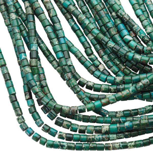 Jaspis cesarski zielony walce 4x4 mm (sznur 38 cm)