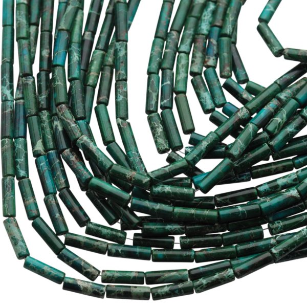 Jaspis cesarski zielony walce 4x13 mm (sznur 37,5 cm)