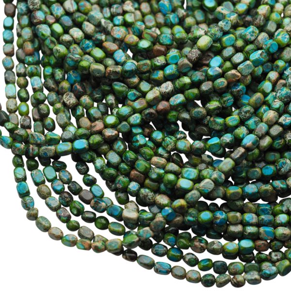 Jaspis cesarski zielony zaokrąglone prostopadłościany 5x7 mm (sznur 37,5 cm)