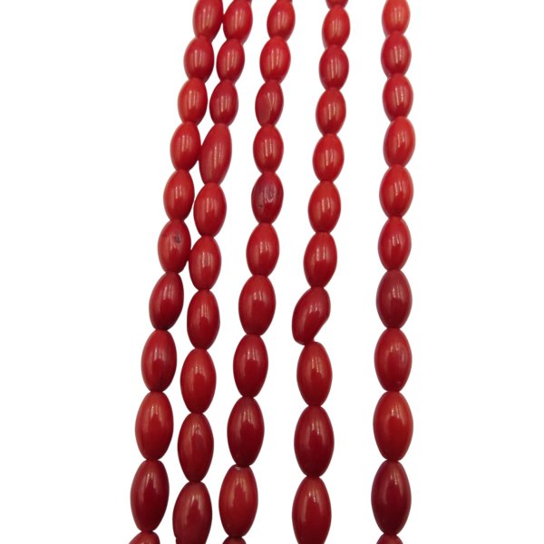 Koral czerwony ryż 4x7 mm (sznur 39cm)