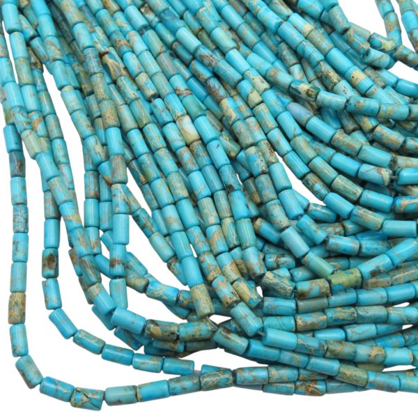 Jaspis cesarski niebieski walce 4x8 mm (sznur 37,5 cm)