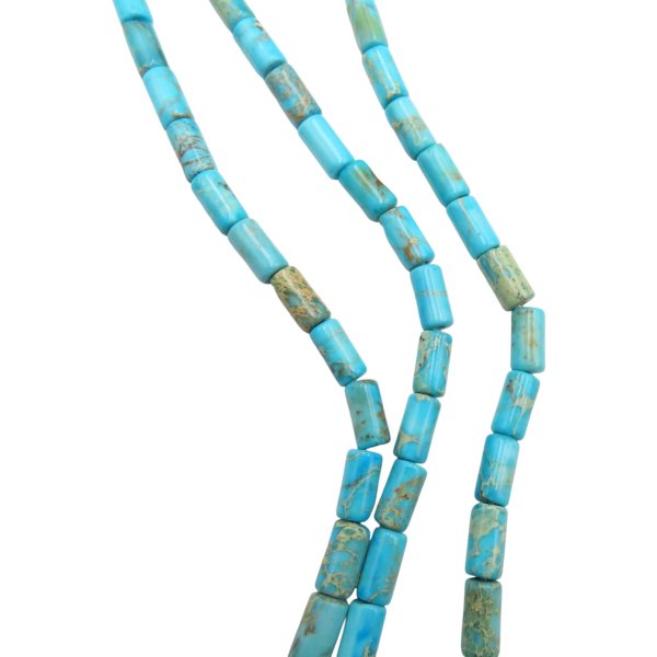 Jaspis cesarski niebieski walce 4x8 mm (sznur 37,5 cm)