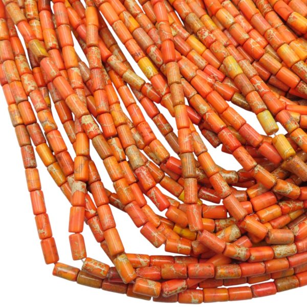 Jaspis cesarski pomarańczowy walce 4x8 mm (sznur 37,5 cm)