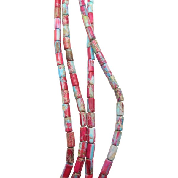 Jaspis cesarski różowo-niebieski walce 4x8 mm (sznur 37,5 cm)