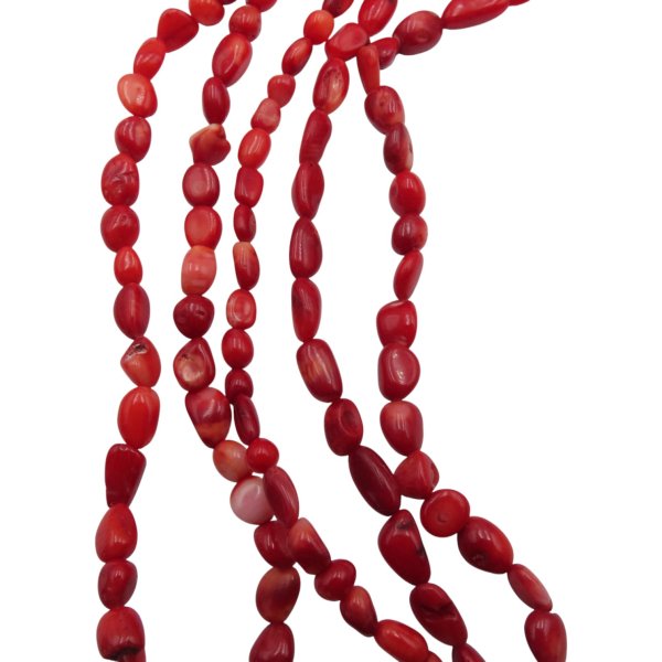 Koral czerwony kamyki 6-10 (sznur 39,5 cm)