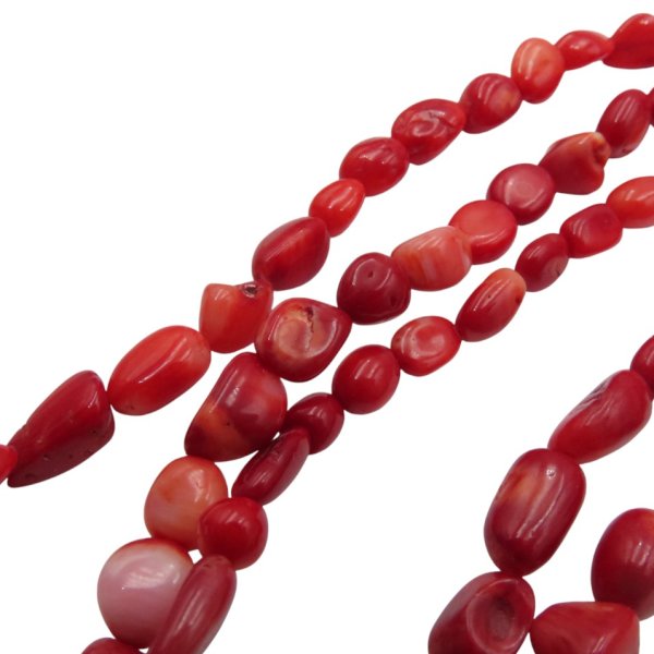 Koral czerwony kamyki 6-10 (sznur 39,5 cm)