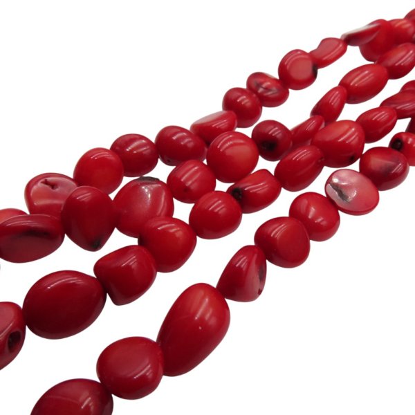 Koral czerwony kamyki 8-12 (sznur 39,5 cm)